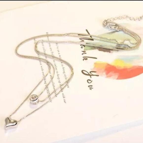 925 STERLING SILVER DOUBLE LAYER HEART NECKLACE - Picture 8 of 8